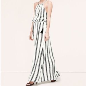 LOFT Halter Striped Tassel Maxi Dress S